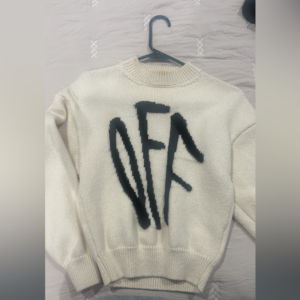 Off white Womens sweater size 36 Graffiti Sweater Long sleeve beige